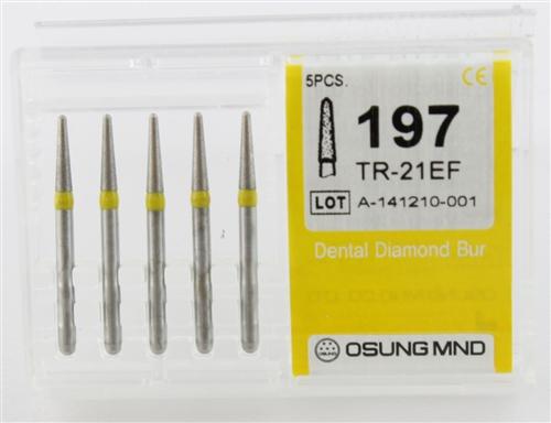 Diamond Burs, Taper Round Shape, Extra Fine Grit Multi-Use 197Tr-21Ef - Osung USA
