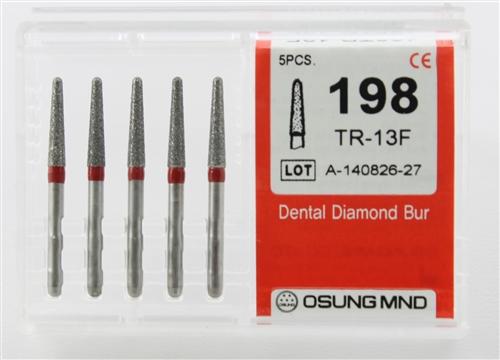 Diamond Burs, Taper Round Shape, Fine Grit Multi-Use 198Tr-13F - Osung USA