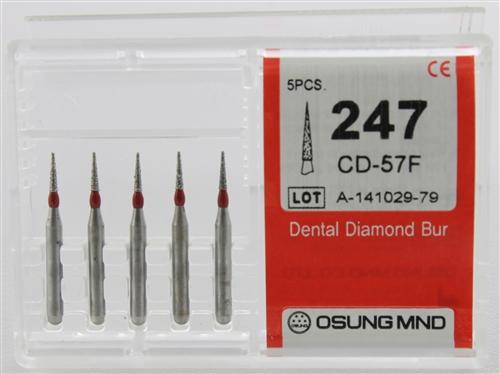 Diamond Burs, Taper Round Shape, Fine Grit Multi-Use 247Cd-57F - Osung USA