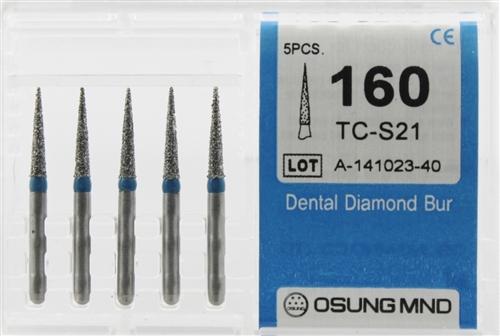 Diamond Burs, Taper Conical Shape, Standard Grit Multi-Use 160Tc-S21 - Osung USA