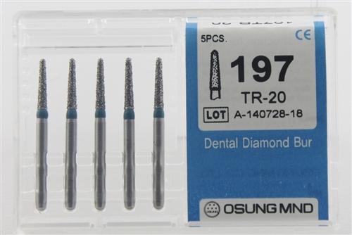 Diamond Burs, Taper Round Shape, Standard Grit Multi-Use 197Tr-20 - Osung USA
