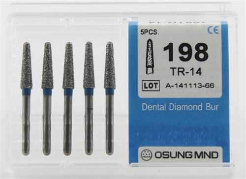 Diamond Burs, Taper Round Shape, Standard Grit Multi-Use 198Tr-14 - Osung USA