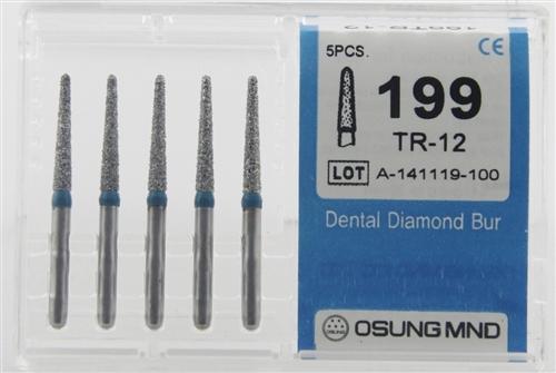 Diamond Burs, Taper Round Shape, Standard Grit Multi-Use 199Tr-12 - Osung USA