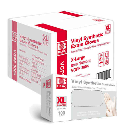 Vinyl Synthetic Exam Disposable Gloves, XLarge, 10 Boxes/Case - Osung USA