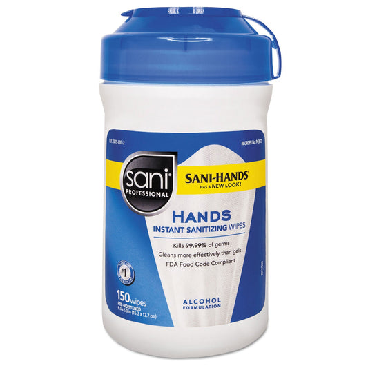 Hands Instant Sanitizing Wipes, 6 x 5, White, 150/Can - Osung USA