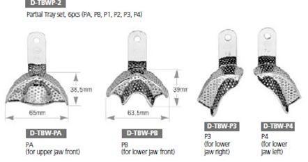 Dental Impression Tray Set, 6 pc, Partial, TBWPZ6 - Osung USA
