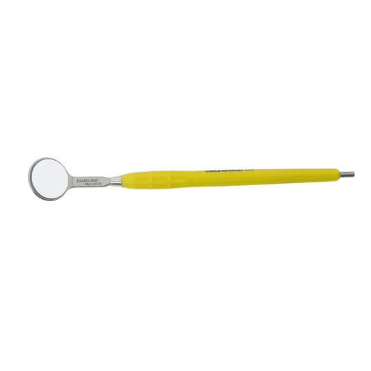 Mouth Mirror, Front Surface Double Side,Cone Socket No. 4, 22mm dia, yellow handle, EA - Osung USA 