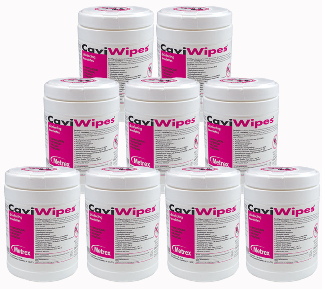 CAVIWIPES 6 x 6-3/4 INCH DISINFECTING 160 WIPES PER CANISTER - 12 CANS PER CASE - Osung USA
